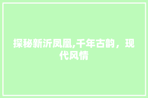 探秘新沂凤凰,千年古韵，现代风情  第1张