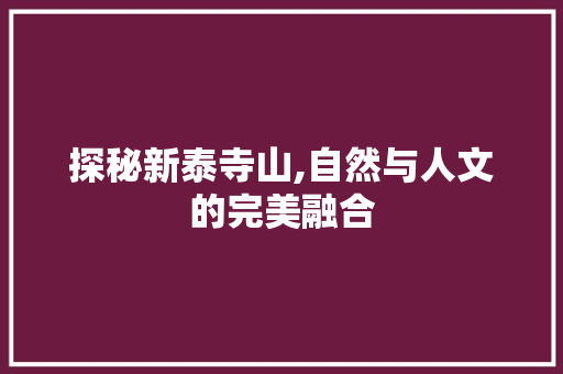 探秘新泰寺山,自然与人文的完美融合  第1张