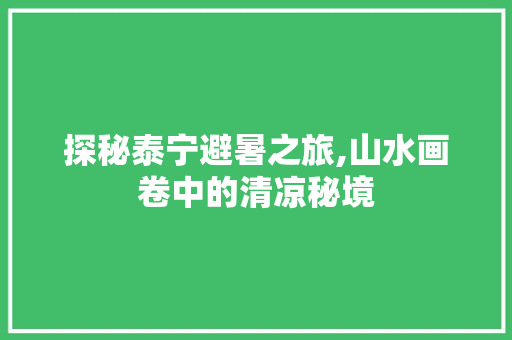 探秘泰宁避暑之旅,山水画卷中的清凉秘境