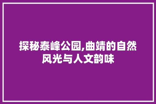 探秘泰峰公园,曲靖的自然风光与人文韵味  第1张