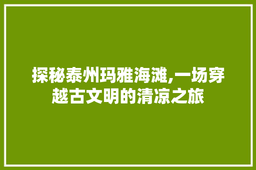 探秘泰州玛雅海滩,一场穿越古文明的清凉之旅