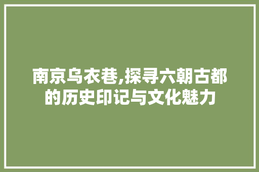 南京乌衣巷,探寻六朝古都的历史印记与文化魅力  第1张