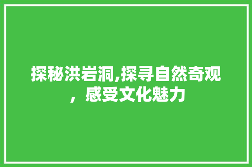 探秘洪岩洞,探寻自然奇观，感受文化魅力