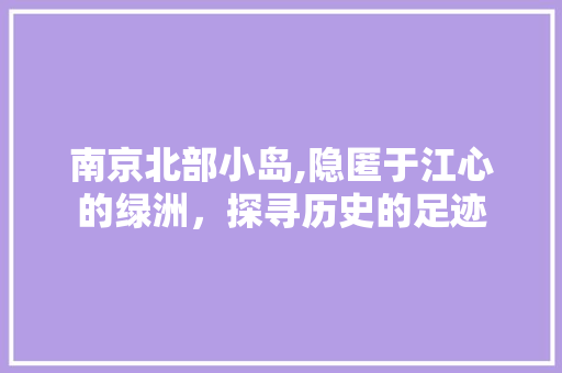 南京北部小岛,隐匿于江心的绿洲，探寻历史的足迹