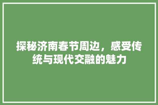 探秘济南春节周边，感受传统与现代交融的魅力