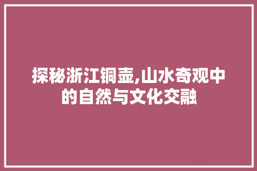 探秘浙江铜壶,山水奇观中的自然与文化交融