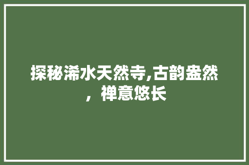 探秘浠水天然寺,古韵盎然，禅意悠长