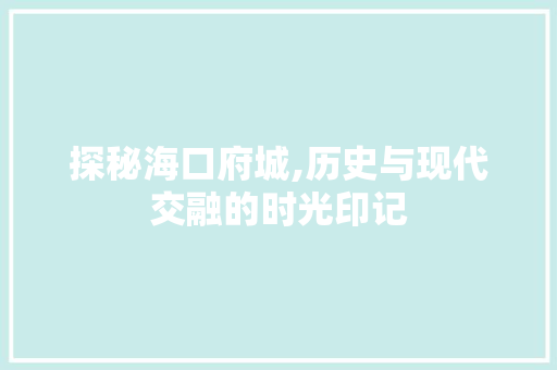 探秘海口府城,历史与现代交融的时光印记  第1张