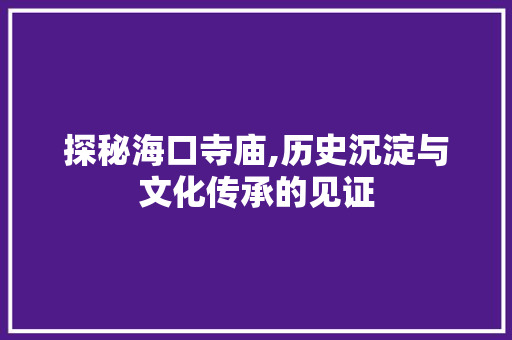 探秘海口寺庙,历史沉淀与文化传承的见证  第1张