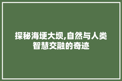 探秘海埂大坝,自然与人类智慧交融的奇迹  第1张