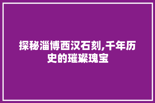 探秘淄博西汉石刻,千年历史的璀璨瑰宝