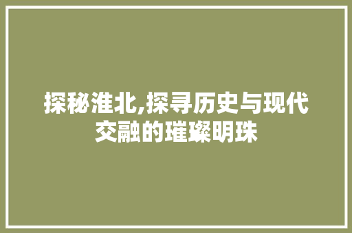 探秘淮北,探寻历史与现代交融的璀璨明珠  第1张