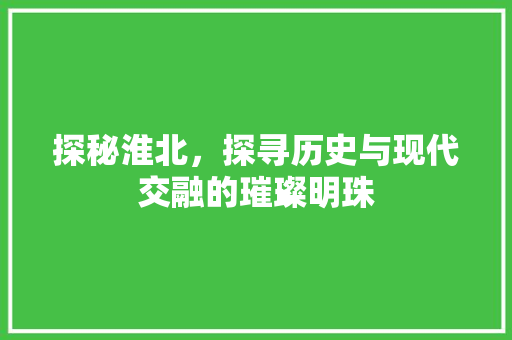 探秘淮北，探寻历史与现代交融的璀璨明珠  第1张