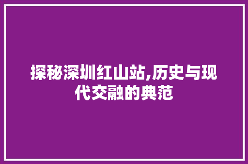 探秘深圳红山站,历史与现代交融的典范  第1张