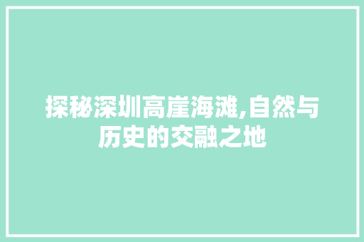 探秘深圳高崖海滩,自然与历史的交融之地