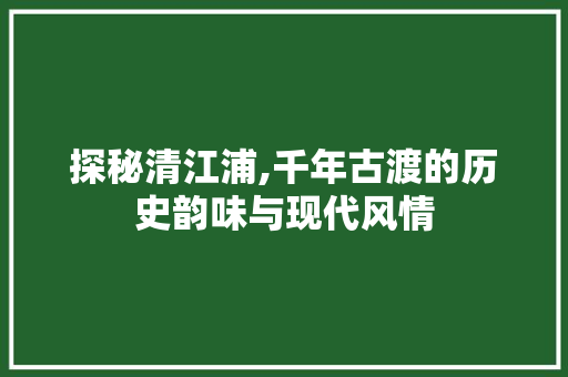 探秘清江浦,千年古渡的历史韵味与现代风情  第1张