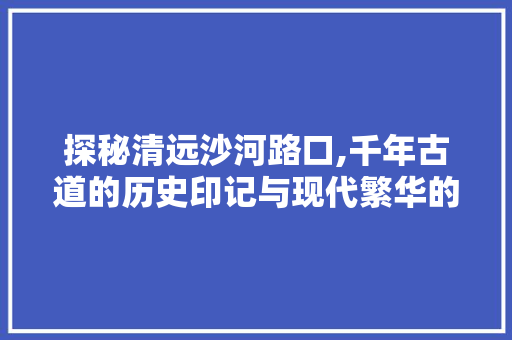 探秘清远沙河路口,千年古道的历史印记与现代繁华的交融  第1张