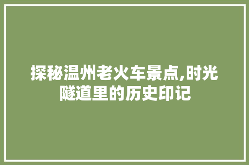 探秘温州老火车景点,时光隧道里的历史印记