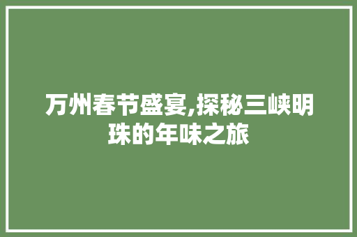 万州春节盛宴,探秘三峡明珠的年味之旅