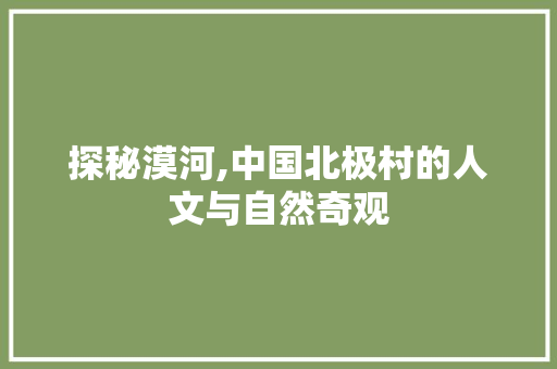 探秘漠河,中国北极村的人文与自然奇观  第1张