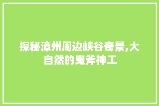 探秘漳州周边峡谷奇景,大自然的鬼斧神工