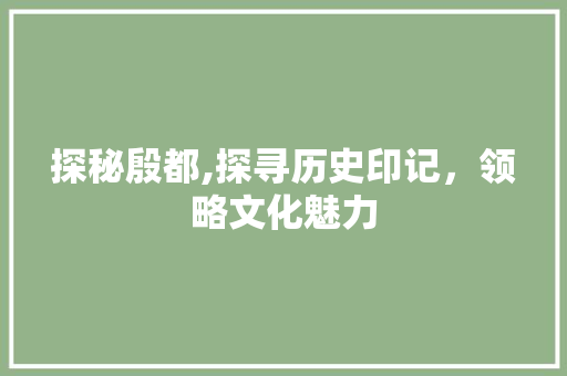 探秘殷都,探寻历史印记，领略文化魅力  第1张