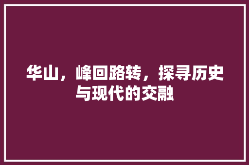 华山，峰回路转，探寻历史与现代的交融