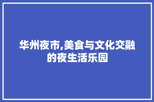 华州夜市,美食与文化交融的夜生活乐园