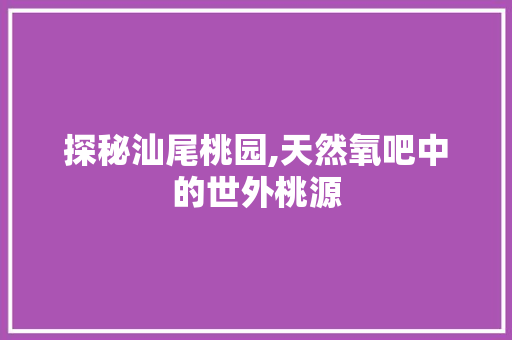 探秘汕尾桃园,天然氧吧中的世外桃源  第1张