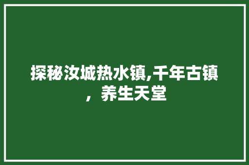 探秘汝城热水镇,千年古镇，养生天堂