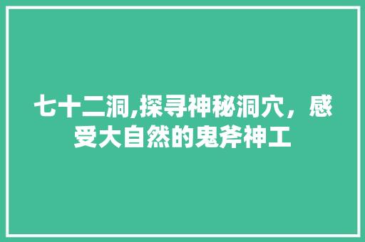 七十二洞,探寻神秘洞穴，感受大自然的鬼斧神工