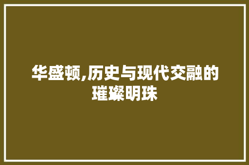 华盛顿,历史与现代交融的璀璨明珠