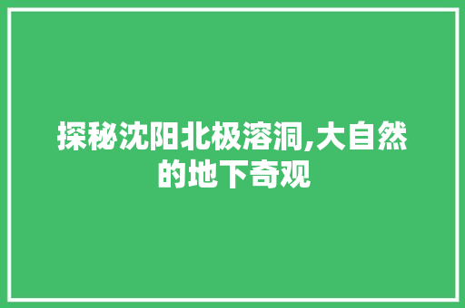 探秘沈阳北极溶洞,大自然的地下奇观