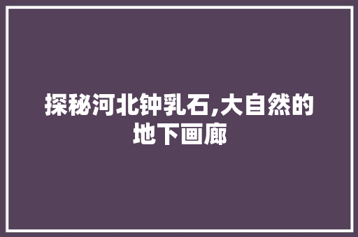 探秘河北钟乳石,大自然的地下画廊  第1张