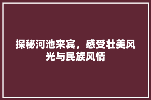 探秘河池来宾，感受壮美风光与民族风情