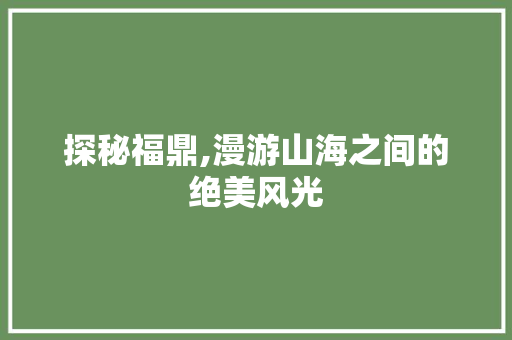 探秘福鼎,漫游山海之间的绝美风光  第1张