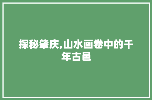 探秘肇庆,山水画卷中的千年古邑