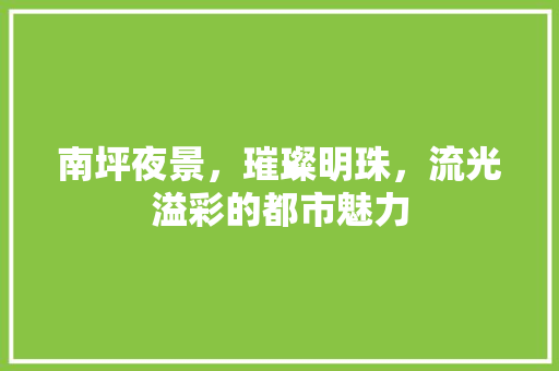 南坪夜景，璀璨明珠，流光溢彩的都市魅力