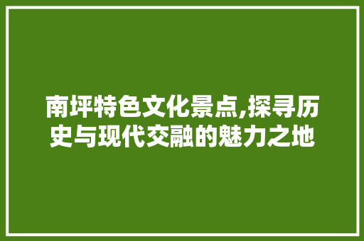 南坪特色文化景点,探寻历史与现代交融的魅力之地  第1张