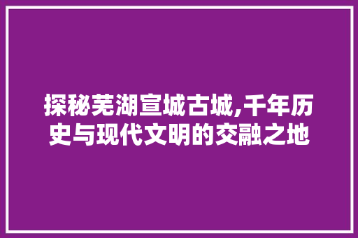 探秘芜湖宣城古城,千年历史与现代文明的交融之地  第1张