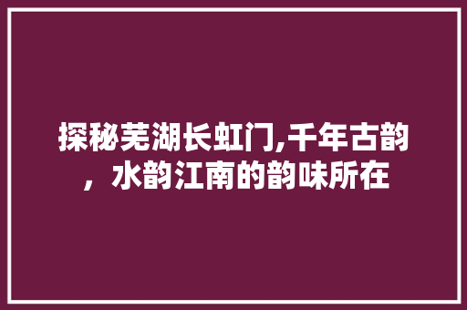 探秘芜湖长虹门,千年古韵，水韵江南的韵味所在