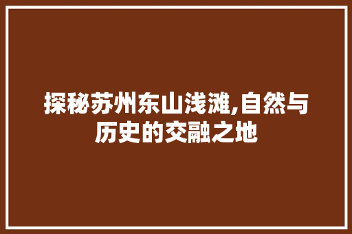 探秘苏州东山浅滩,自然与历史的交融之地  第1张