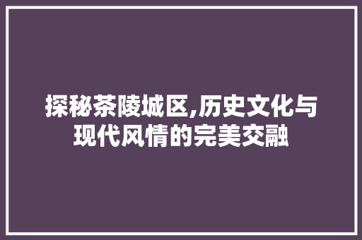 探秘茶陵城区,历史文化与现代风情的完美交融  第1张