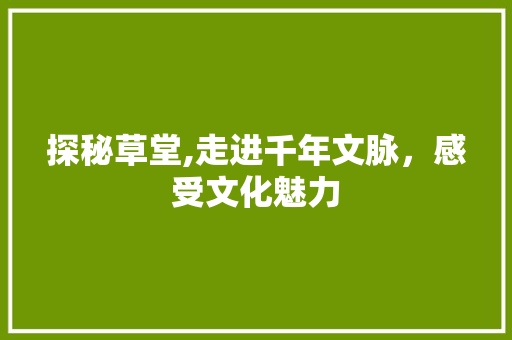 探秘草堂,走进千年文脉，感受文化魅力