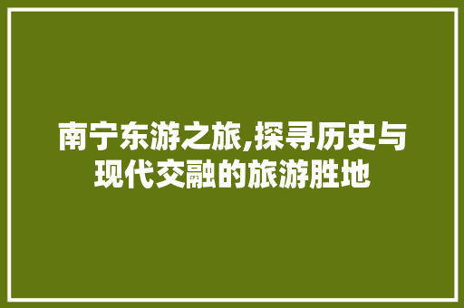 南宁东游之旅,探寻历史与现代交融的旅游胜地  第1张