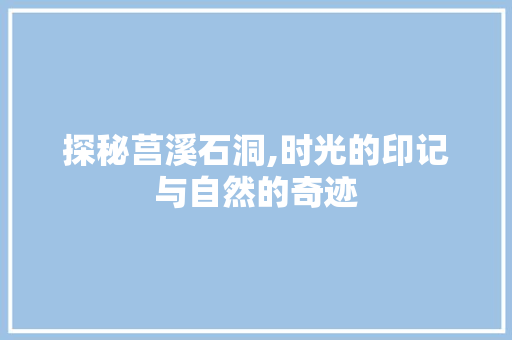 探秘莒溪石洞,时光的印记与自然的奇迹