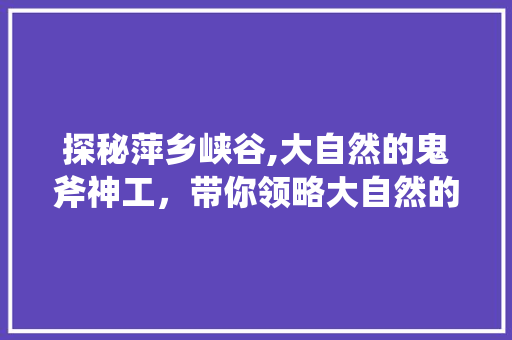 探秘萍乡峡谷,大自然的鬼斧神工，带你领略大自然的魅力