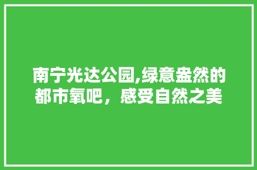 南宁光达公园,绿意盎然的都市氧吧，感受自然之美