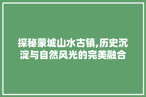 探秘蒙城山水古镇,历史沉淀与自然风光的完美融合  第1张