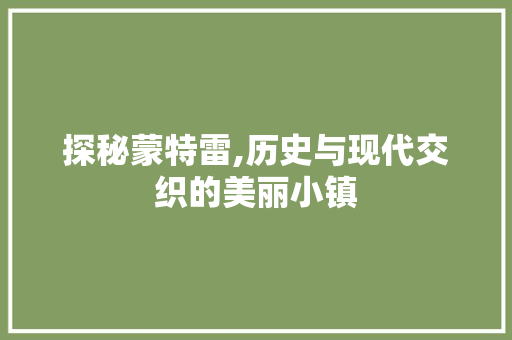 探秘蒙特雷,历史与现代交织的美丽小镇